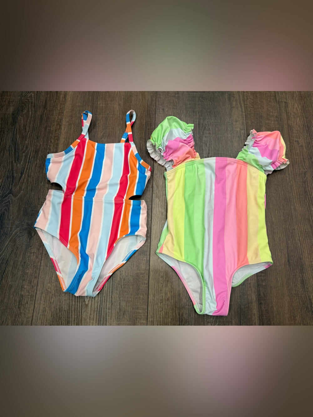 Toddler girls swim suits stripes